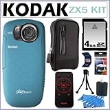 Kodak PlaySport Zx5 HD Waterproof Pocket Video Camera in Aqua + Accessory K ....
