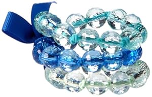 Carter's Little Girls'  3-Pack Round Faceted Bead Bracelet Set, Mint/Turquoise/Blue, 3 Years