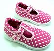 Size 8 Princess Stardust Girls Dotty Pink Polka Dot Canvas T Bar Deck Shoes