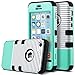ULAK iPhone 5C Case, 3in1 Anti Slip iPhone 5C Case Hybrid with Soft Flexible Inner Silicone Skin Protective Case Cover for Apple iPhone 5C Minimal Mint Stripes + Black