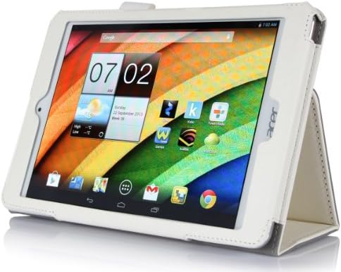 VSTN®Acer Iconia A1-830 Multi-Angle Stand Slim-Book PU Leather Cover Case with Hand Strap&Card Holder (For Acer Iconia A1-830, White)