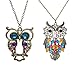 Amazing Value Jewelry Set of 2 Long Chain Vintage Bronze Owl Pendants Necklaces By VAGA