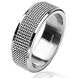 Polish Stainless Steel Ring With Mesh Center Design 8MM ( Sizes 5 - 13)
