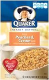 Quaker Instant Oatmeal Peaches & Cream, 10-Count Boxes (Pack of 4)