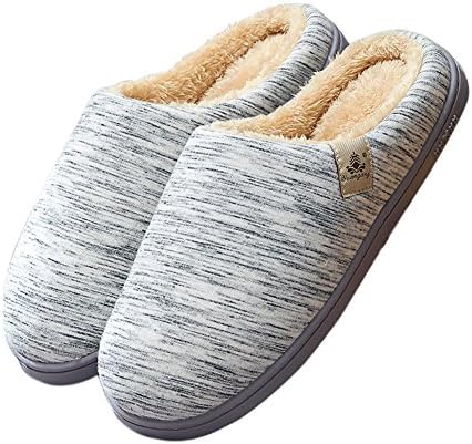 Sangreen Mens Thermal Skidproof Fuzzy Bedroom House Slippers Blue 42-43