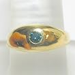 14K Yellow Gold Blue Diamond Man's Ring