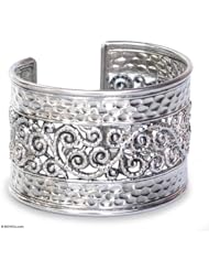 Sterling silver cuff bracelet, Swirl and Dance - Sterling Silver Cuff Bracelet