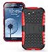 JKase DIABLO Series Tough Rugged Dual Layer Protection Case Cover with Build in Stand for Samsung Galaxy Grand i9080, Samsung Galaxy Grand Duos i9082 - Retail Packaging (Red)