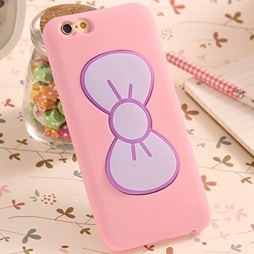 Candy Color 3D Cartoon Bow Stand Mobile Phone Case Cover For Samsung Galaxy S5 S6 S6 Edge Note 3 Note 4 iPhone 4S 5S For iPhone 6/ 6S4.7 iPhone 6 Plus 5.5 inch (Pink Iphone 6(4.7"))