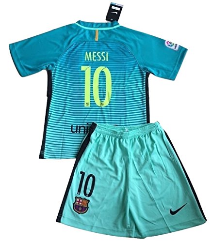 2015/2016 Messi #10 FC Barcelona Champions League Third Jersey & Shorts for Kids/Youth (Age 7-8 Years Old)