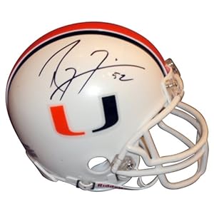 RAY Lewis Baltimore Ravens / Miami Hurricanes Autographed Mini Helmet Coa