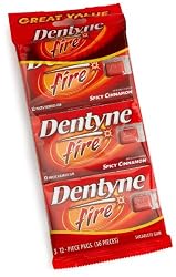 Dentyne Fire Spicy Cinnamon Sugarless Chewing Gum, 12-Piece, 3-Count Multi-Packs (Pack of 20)