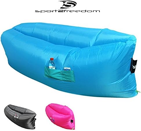 SPORT2FREEDOM Inflatable Lounger Air Filled Balloon Furniture, Laybag, Sleepbag, Hangout Bean Bag, Outdoor or Indoor Air Sleeping Sofa, Couch, Portable Waterproof Compression Sacks for Camping, Beach, Park, Backyard