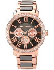 Vince Camuto Womens VC/5001RGTT Swarovski Crystal Accented Brown and Rosegold-Tone Multi-Function Bracelet Watch