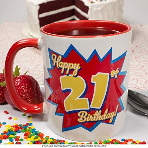 21st Milestone Birthday Comic Burst Ceramic Coffee Mug 10 oz.