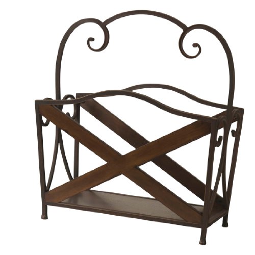 Wilco Imports   Metal and Wood Magazine Rack