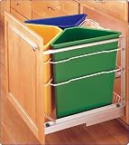 Rev-A-Shelf premiere recycle center, three 6.25 gallon containers and one canvas bag, colored