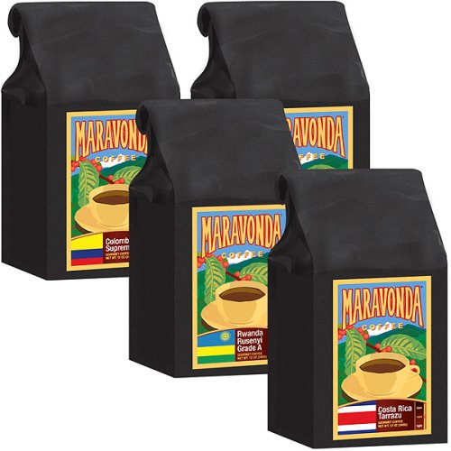 Maravonda Rwanda, Costa Rica and Decaf Colombia Coffee 4-pk. by Bull Run Roasters