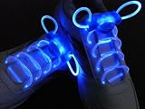 Hoter NEW Magically LED Flashing Light Up Shoe-laces lighting with Blue, Red, Green, Pink, Orange and Yellow to choose! - blue