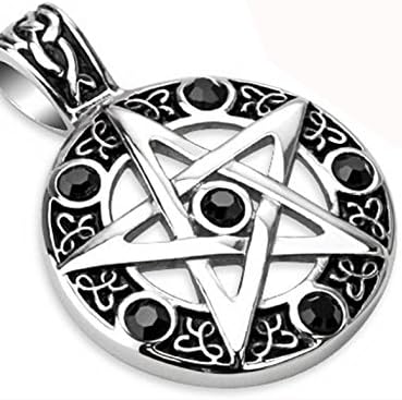 Pentacle Amulet With Black Rhinestones