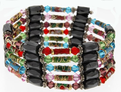 Magnetic Wrap Necklace/Bracelet - Multi Color Cloisonne 36 Inches in Length