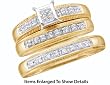 Stunning 3 Pc. Yellow Gold 1/4 ct Diamond Trio Wedding Set For Him and Her