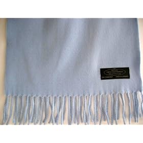 Buy 100% Cashmere Wool Super Soft Feel Scarf Muffler - Steel Blue ( ! ) by Sakas Cashmere