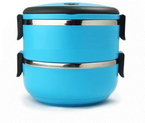 Sealing Thermal Insulation 1.4L 2 Layers Compartment Stainless Steel Bento Lunch Boxes with Handle Containers Convenient for School ,Work, and Travel.(blue)