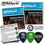 2-Pack D'Addario EJ16 Light Phosphor Bronze Acoustic Guitar Strings with 3-Pick Sampler Pack