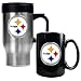 Pittsburgh Steelers Travel Mug and Ceramic Mug set (Primary logo)
