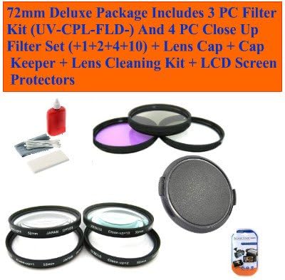 Panasonic 14-50mm F/2.8-3.5 Vario-elmarit Aspherical Mega O.i.s.lens72mm Deluxe Package Includes 3 Pc Filter Kit (Uv-cpl-fld-) and 4 Pc Close up Filter Set (+1+2+4+10) + Lens Cap + Cap Keeper + Lens Cleaning Kit + LCD Screen Protectors
