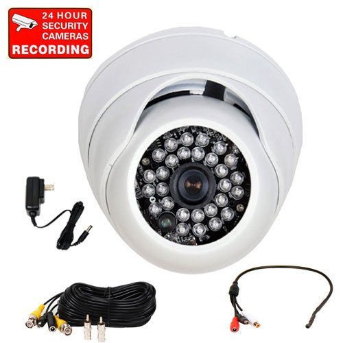 VideoSecu 700TVL Sony Effio CCD Infrared Dome Security Camera Vandal Armor Day Night Vision Camera for CCTV DVR Surveillance System with Power Supply, Pre-Amp Mini Hidden Microphone and Video Audio Power Cable VD3HWEMCK A77