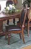 Dining Side Chair with Oval Back and Carved Details in Chestnut Finish