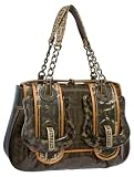 Fendi B.Fendi Small Tobacco Zucca Patent Leather Handbag 8BN165-XK1-F0DQV