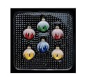 Set of 6 Multi Color Snow Top Glass Ball Christmas Ornaments 1.25"