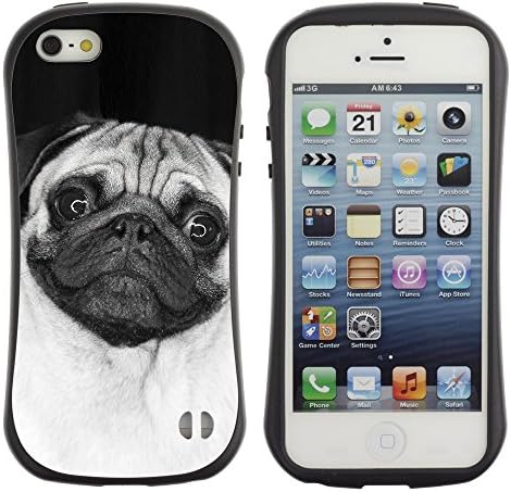 iKiki Design Hybrid Heavy Duty Shockproof Case for Apple iPhone 5 5S - Happy Pug Dog