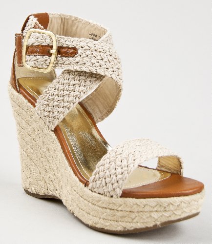 Bamboo Leanne-35 Woven Espadrille Platform Wedge Heel Sandal