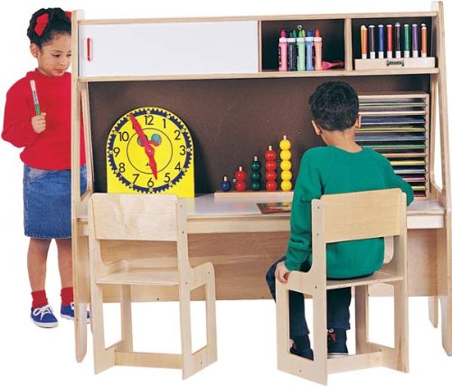 Twin Activity Center - Write-n-wipe easel with workstation for two.