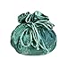 Red Blossom Drawstring Jewelry Pouch - Silk Jacquard (Mint)