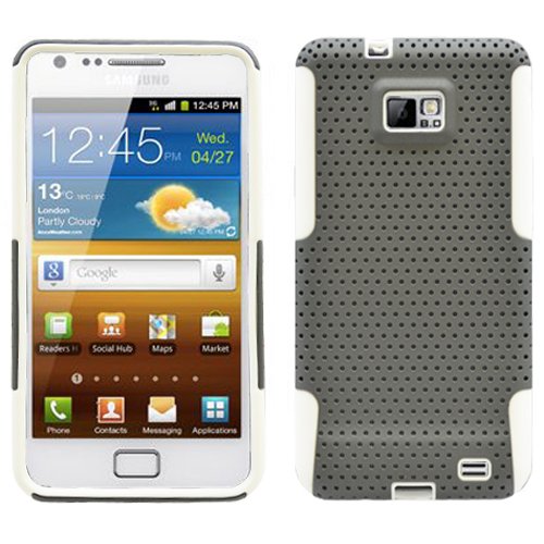 Grey White 2 in 1 Hybrid Rubber Plastic Skin Case Cover for Samsung Galaxy S2 II i9100/International-DRAGONCELL