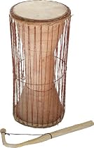 Overseas Connection Ghana Talking Drum with Stick, Natural 19x8 Inch