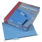 Smead 64060 Hanging folders, recycled, letter size, blue, color-matched 1/5 tabs, 25/box