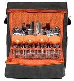Sagaform Black Cotton Canvas Picnic Backpack for Four