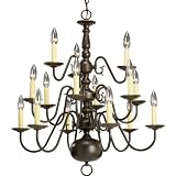 Progress Lighting P4359-20 15-Light Three-Tier Americana Chandelier, Antique Bronze