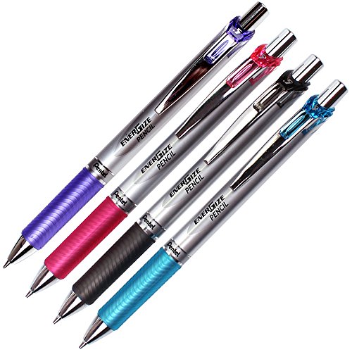 Pentel EnerGize Deluxe Retractable 0.5 mm Automatic Mechanical Pencil Latex Rubber Grip (Pack of 4 Color)