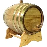 Oak Beverage Dispensing Barrel with Brass Bands: 1 Liter - Whiskey