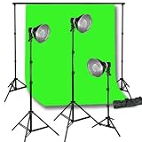 PHOTO STUDIO PORTRAIT COMPLETE LIGHTING KIT WITH CHROMAKEY BACKDROP AND COMPACT SUPPORT SYSTEM by PBL