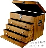 MACHINEST OAK WOOD WOODEN TOOL BOX CHEST CASE