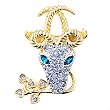 Golden Reindeer Head Christmas Brooches And Pins
