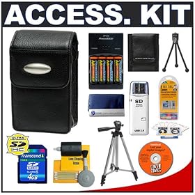 Deluxe Accessory Kit with Soft Leather Case + 4GB Card + 4 Batteries and Charger + Tripod... by Deluxe